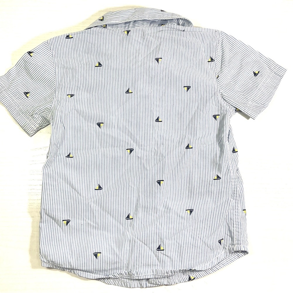 Carters 2T short sleeve stripe button‎ up shirt for toddler blue and white - Picture 2 of 9